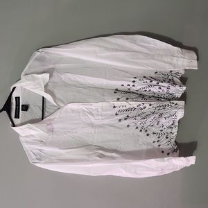 White flower button down